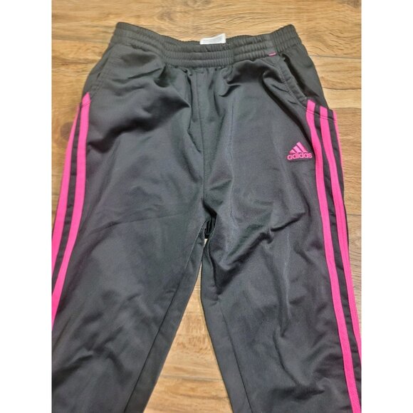 Adidas Youth 3-Stripe Active Jogger Pants Black Heathered Pink Stripe Size L-14 - Picture 4 of 7